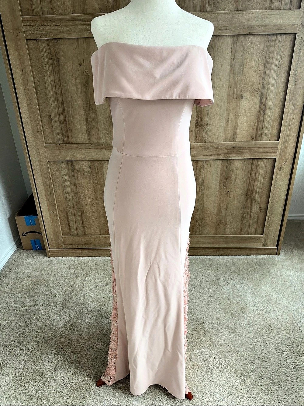 Aqua Dress Pink Floral Lace Maxi Dress Size 0 Like New